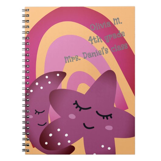 新学期ハッピースマイルスタームーンレインボーネーム ノートブック (正面)