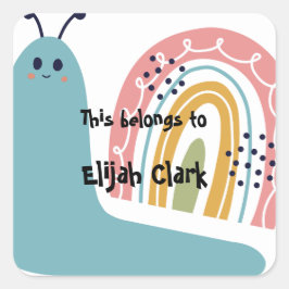 新学期ハッピーレインボーカタツムリ スクエアシール