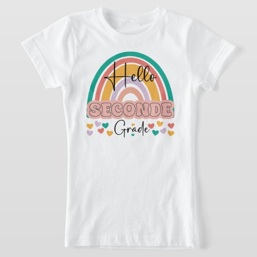 新学期ハローセコンドグレード先生レインボー Tシャツ (レイダウン)