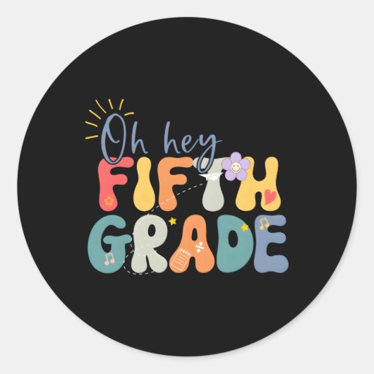 新学期ハローフィフグレード先生ハローフィフス ラウンドシール (正面)