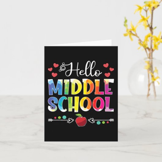 新学期ハローミドルスクールの女の子の男の子を縛った カード (黄色い花)