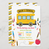 新学期バスパーティー少年少女 招待状 (正面/裏面)