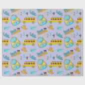 新学期バス：シームレスラッピング紙 ラッピングペーパー (フラット)