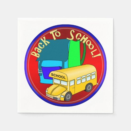 新学期バス&ブルーバックパック スタンダードカクテルナプキン (正面)