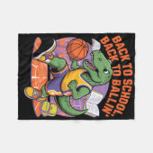 新学期バックバリンバスケットボールディノ フリースブランケット (正面(横))