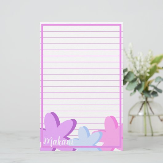 新学期パーソナライズされたプルメリア 便箋 (スタンド正面)