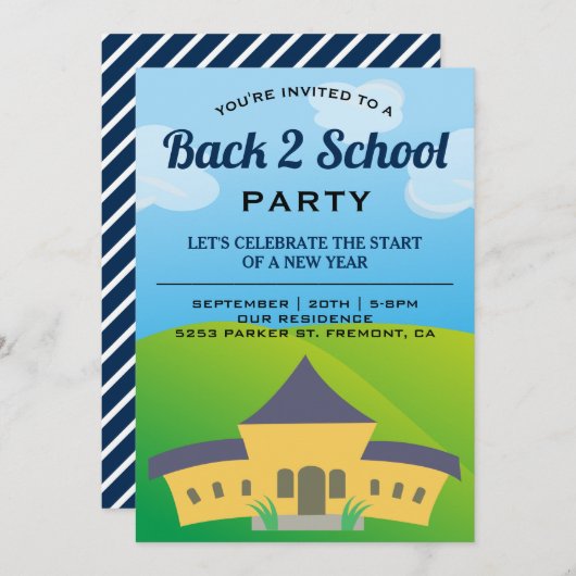 新学期パーティの招待状 招待状 (正面/裏面)
