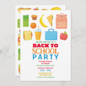 新学期パーティープレスクールピクニック 招待状 (正面/裏面)