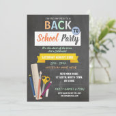 新学期パーティー先生シャルボードおもしろい招待状 招待状 (スタンド正面)