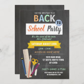 新学期パーティー先生シャルボードおもしろい招待状 招待状 (正面/裏面)