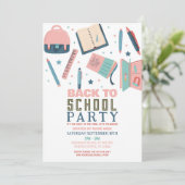 新学期パーティー固定おもしろいピンク 招待状 (スタンド正面)