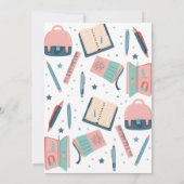 新学期パーティー固定おもしろいピンク 招待状 (裏面)