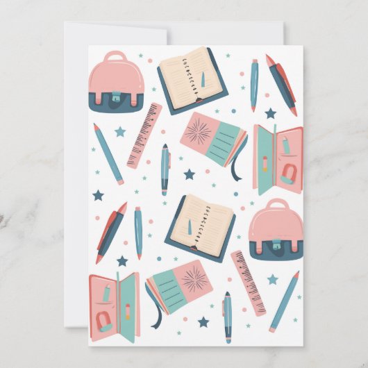 新学期パーティー固定おもしろいピンク 招待状 (裏面)