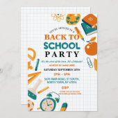新学期パーティー固定おもしろい招待状 招待状 (正面/裏面)