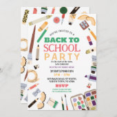 新学期パーティー固定鉛筆招待状 招待状 (正面/裏面)