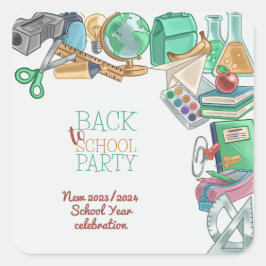 新学期パーティー スクエアシール