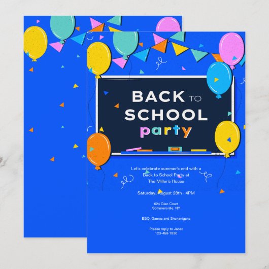 新学期パーティー 招待状 (正面/裏面)