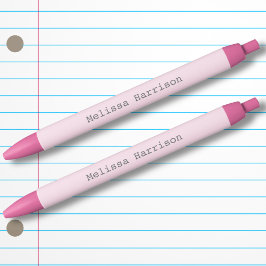 新学期ピンクカラーコード化された女の子タイプフォント 黒ボールペン
