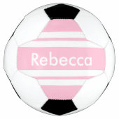 新学期ピンクストライプ色のカスタマイズ サッカーボール (正面)