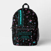 新学期ピンクブルーネオンラーブスターリーナイト プリントバックパック (正面)