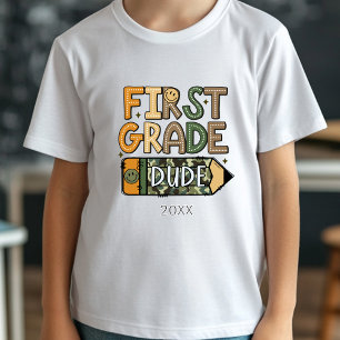 新学期ファーストグレード迷彩柄ボーイTシャツ Tシャツ
