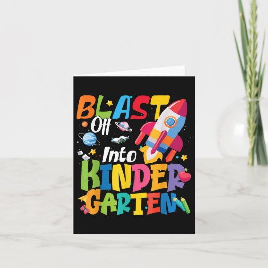新学期ブラストオフ幼稚園かわいいボー カード (正面)