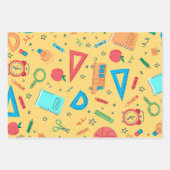 新学期ブルーとイエローマス ラッピングペーパーシート (正面2)