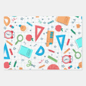 新学期ブルーとイエローマス ラッピングペーパーシート (正面)