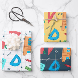 新学期ブルーとイエローマス ラッピングペーパーシート