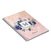 新学期ブルーウォーターカラーフローラピンクガール ノートブック (右側)