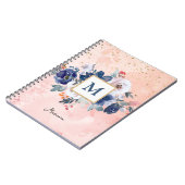 新学期ブルーウォーターカラーフローラピンクガール ノートブック (左側)