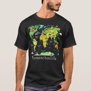 新学期ホームスクール世界地図地理 Tシャツ