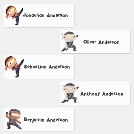 新学期ボーイズかわいい忍者キッズ名 ラベル (グループ)