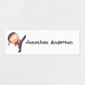 新学期ボーイズかわいい忍者キッズ名 ラベル (デザイン1)