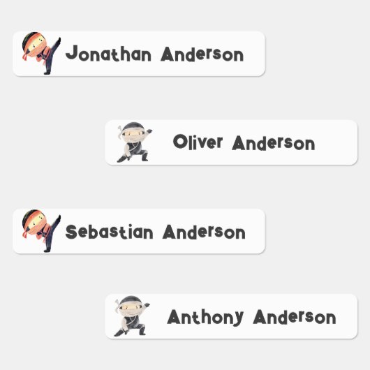 新学期ボーイズかわいい忍者キッズ名 ラベル (グループ)