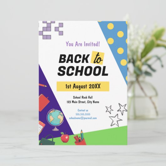 新学期モダン招待状 招待状 (スタンド正面)