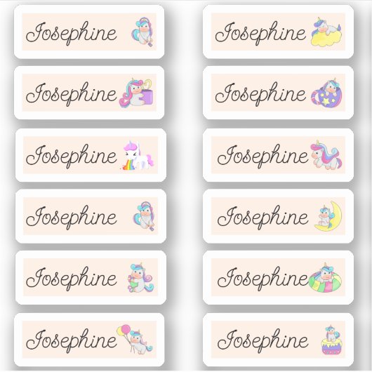 新学期ユニコーン名ステッカー シール (正面)