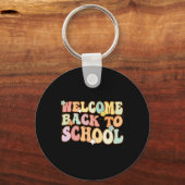 新学期レトロ学校先生の初日 キーホルダー (正面)