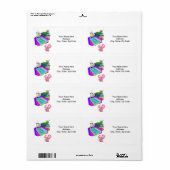 新学期ワームのピンクピッグラベル ラベル (フルシート)