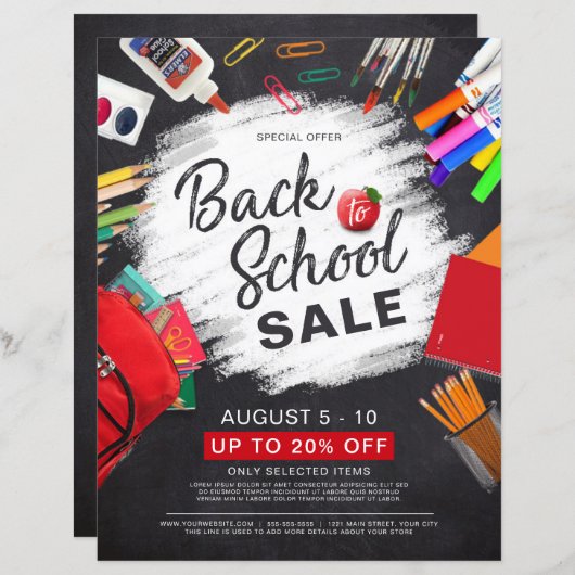 新学期供給チョークストリーク小売フライヤー (正面/裏面)