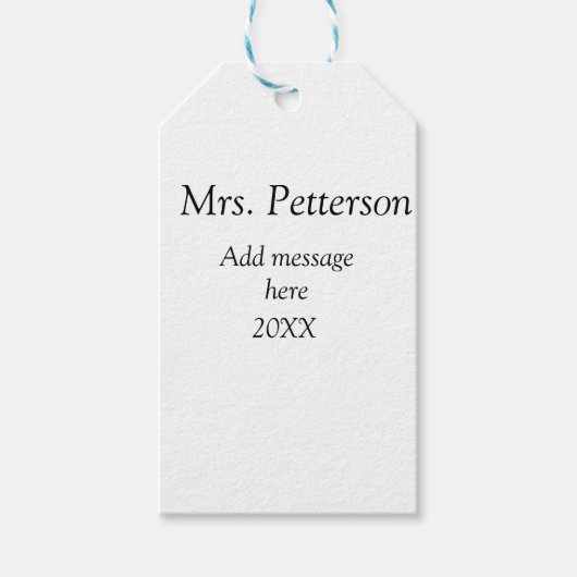 新学期先生の評価の追加の年次クラス ギフトタグ (正面)