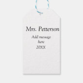 新学期先生の評価の追加の年次クラス ギフトタグ (裏面)