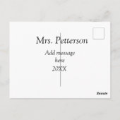 新学期先生の評価の追加の年次クラス ポストカード (裏面)