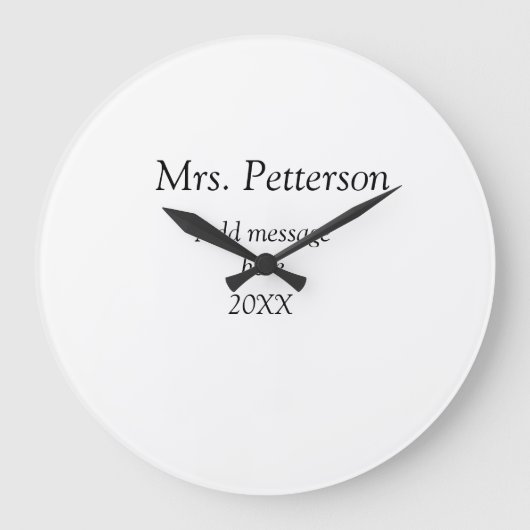 新学期先生の評価の追加の年次クラス ラージ壁時計 (正面)