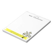 新学期先生イエローフローラツリーカスタム ノートパッド (回転)