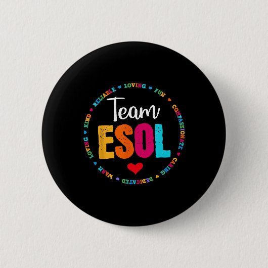 新学期先生クルー学生 – Team ESOL 缶バッジ (正面)