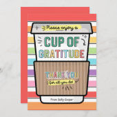 新学期先生コーヒーギフトカードホルダー 招待状 (正面/裏面)