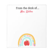 新学期先生パーソナライズされたのリンゴ ノートパッド (正面)