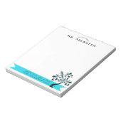 新学期先生ブルーフローラツリーカスタム ノートパッド (回転)