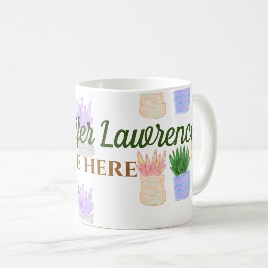新学期先生名タイトルsucculents plant コーヒーマグカップ (正面右)